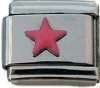 Italian Charms - Fits All 9mm Modular Bracelets - Enamel -  PLAIN RED STAR (NOT PINK) (Z)