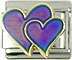 Italian Charms - Fits All 9mm Modular Bracelets - Enamel -  MOOD DOUBLE HEART (Z)
