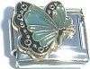 Italian Charms 9mm - Fits Nomination - Birthstone - BUTTERFLY - MARCH - LIGHT BLUE