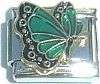 Italian Charms 9mm - Fits Nomination - Birthstone - BUTTERFLY - MAY - DARKER GREEN