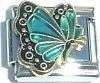 Italian Charms 9mm - Fits Nomination - Birthstone - BUTTERFLY - DECEMBER - TEAL