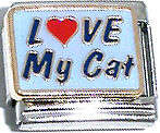 Italian Charms - Fits All 9mm Modular Bracelets - Enamel - LOVE MY CAT (N)