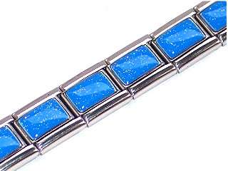 Italian Charms & Bracelets - 9mm Starter Bracelet with LIGHT BLUE SHIMMER - 18 Links