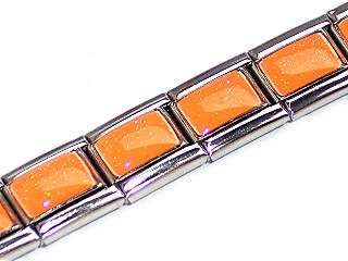 Italian Charms & Bracelets - 9mm Starter Bracelet with ORANGE SHIMMER - 18 Links