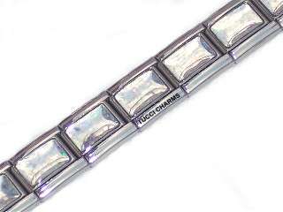 Italian Charms & Bracelets - 9mm Starter Bracelet with CLEAR IRIDESCENT  - 18 Links