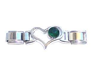 Italian Charms & Bracelets - 9mm Italian Charms Connector - EMERALD GREEN MAY BIRTHSTONE