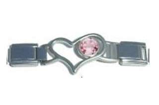 Italian Charms & Bracelets - 9mm Italian Charms Connector - LIGHT PINK/PURPLE JUNE BIRTHSTONE