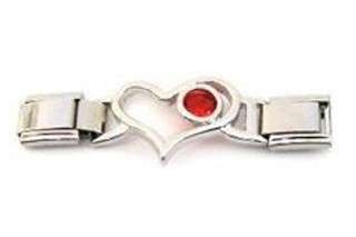 Italian Charms & Bracelets - 9mm Italian Charms Connector - RUBY RED JULY BIRTHSTONE