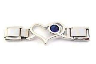 Italian Charms & Bracelets - 9mm Italian Charms Connector - SAPPHIRE BLUE SEPTEMBER BIRTHSTONE