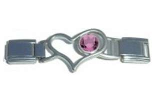 Italian Charms & Bracelets - 9mm Italian Charms Connector -  DARK PINK OCTOBER BIRTHSTONE