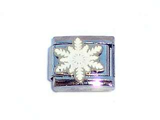 Italian Charms - Fits All 9mm Modular Bracelets - WHITE SNOWFLAKE2 (T)