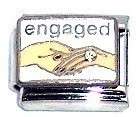 Italian Charms - Fits All 9mm Modular Bracelets - Enamel - ENGAGED (T)