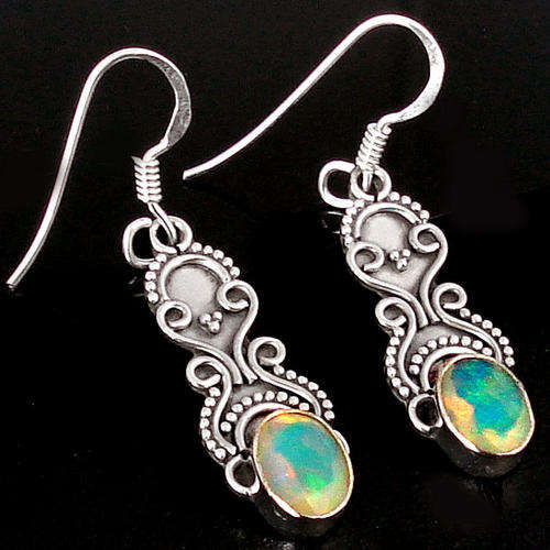 3.39ct ETHIOPIAN OPAL NATURAL GEMSTONE 925 SILVER EARRINGS