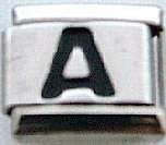 Italian Charms - Fits All 9mm Modular Bracelets - Non Laser - Letters - NON LASER BLACK A