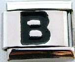 Italian Charms - Fits All 9mm Modular Bracelets - Non Laser - Letters - NON LASER BLACK B