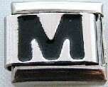 Italian Charms - Fits All 9mm Modular Bracelets - Non Laser - Letters - NON LASER BLACK M