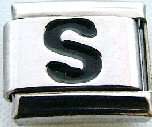 Italian Charms - Fits All 9mm Modular Bracelets - Non Laser - Letters - NON LASER BLACK S