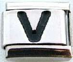 Italian Charms - Fits All 9mm Modular Bracelets - Non Laser - Letters - NON LASER BLACK V