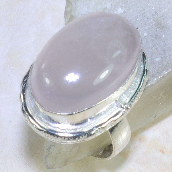 TRULY AMAZING ROSE QUARTZ NATURAL GEMSTONE 925 SILVER RING #6.25