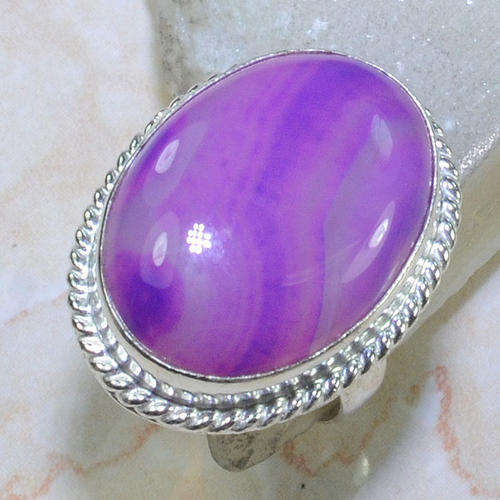 VIBRANT BOTSWANA AGATE NATURAL GEMSTONE 925 SILVER RING #7