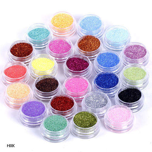 24 Color Set Shiny Fine Glitter Acrylic/Gel UV Powder Nail Art Kit - O.C
