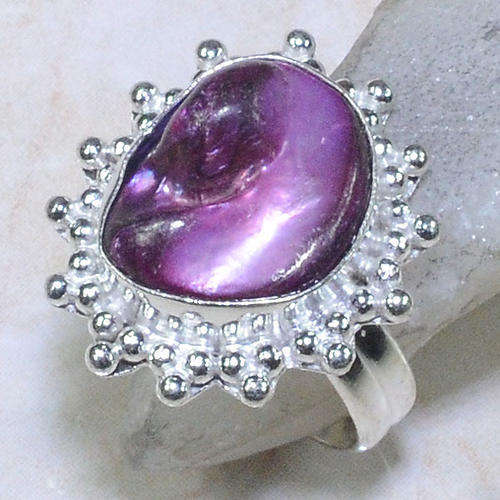 DIVINE BAROQUE PEARL NATURAL GEMSTONE 925 SILVER RING #7.25
