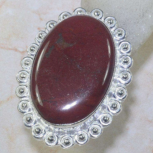 **R10 SPECIAL** FANTASTIC JASPER NATURAL GEMSTONE 925 SILVER RING #6.5