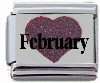Italian Charms - Fits Nomination - Enamel - Birthstone - GLITTER HEART FEBRUARY
