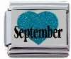 Italian Charms - Fits Nomination - Enamel - Birthstone - GLITTER HEART SEPTEMBER