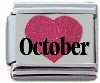 Italian Charms - Fits Nomination - Enamel - Birthstone - GLITTER HEART OCTOBER