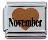 Italian Charms - Fits Nomination - Enamel - Birthstone - GLITTER HEART NOVEMBER