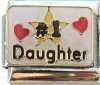 Italian Charms - Fits All 9mm Modular Bracelets - Enamel -  NUMBER ONE DAUGHTER (Z)