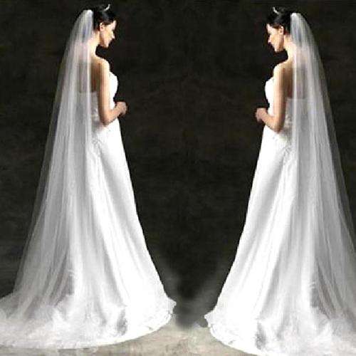 Ladies Fairy Ultra Long 1T Tulle Cathedral Bridal Veil Mantilla 3x1.4M - With Comb - O.C11
