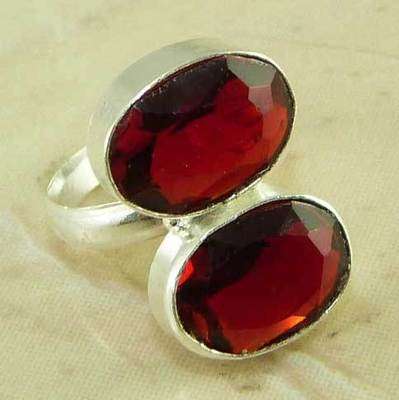 "R10 SPECIAL" REGAL GARNET RED QUARTZ NATURAL GEMSTONE 925 SILVER RING #7.5