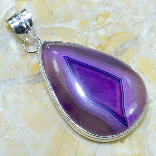EXCEPTIONAL BOTSWANA AGATE NATURAL GEMSTONE 925 SILVER PENDANT 2.75"