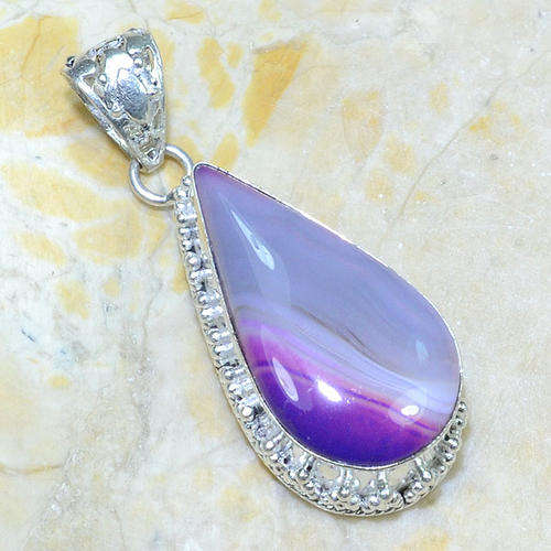 "R10 SPECIAL" IMPRESSIVE BOTSWANA AGATE NATURAL GEMSTONE 925 SILVER PENDANT 2.5"
