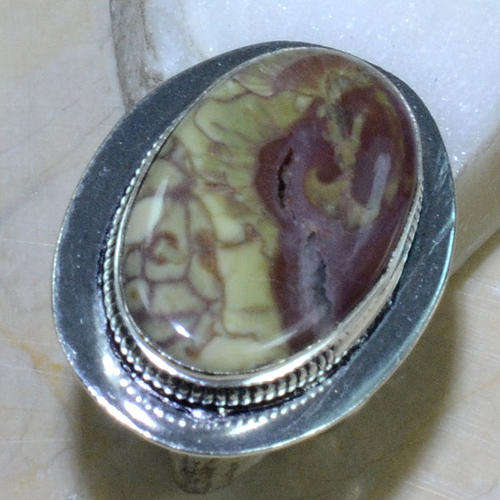"R10 SPECIAL" DISTINCT JASPER NATURAL GEMSTONE 925 SILVER RING #9.5