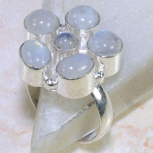 DREAMY RAINBOW MOONSTONE NATURAL GEMSTONE 925 SILVER RING #10