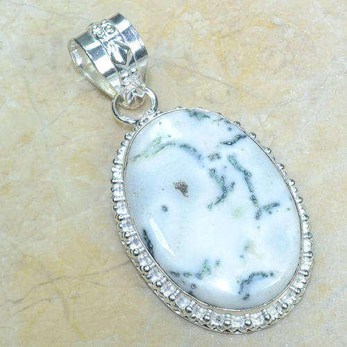 AMAZING DENDRITIC OPAL (RARE EXTREME DENDRITES) NATURAL GEMSTONE 925 SILVER PENDANT 2.25"