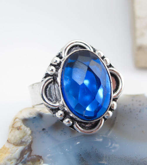 BEAUTIFUL TANZANITE BLUE QUARTZ NATURAL GEMSTONE 925 SILVER RING #8