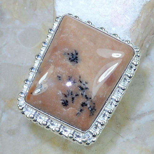 GORGEOUS DENDRITIC OPAL NATURAL GEMSTONE 925 SILVER RING #6.25
