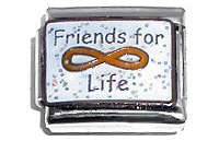 Italian Charms - 9mm Fits Nomination - Enamel - FRIENDS FOR LIFE WITH INFINITY SYMBOL