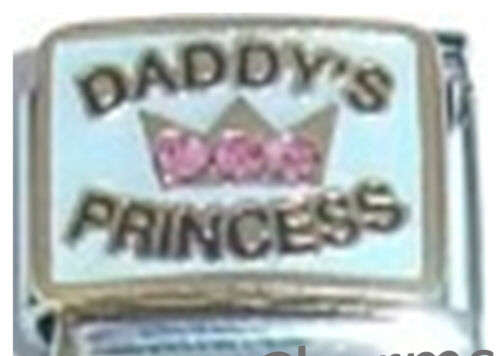 Italian Charms - Fits All 9mm Modular Bracelets - DADDYS PRINCESS WITH 3 LITTLE DIAMANTE (T)