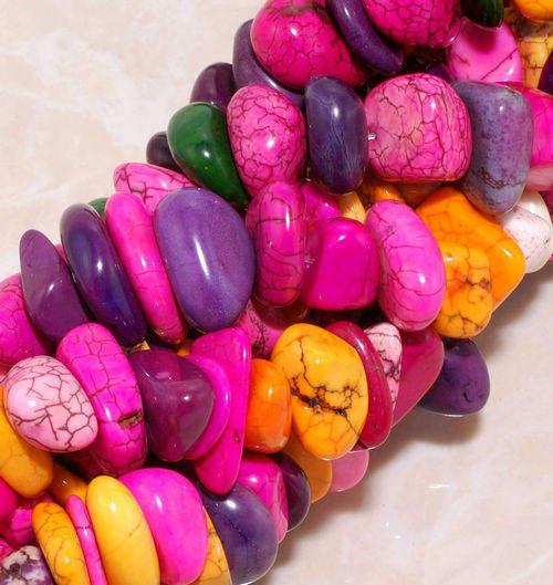 Crafty Collection - 60 pieces - Genuine MULTI COLOURED TURQUOISE Assorted Shape Beads - O.C.