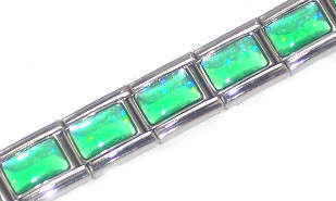 Italian Bracelets - 9mm Starter Bracelet EMERALD GREEN IRIDESCENT - 18 Links - USE AS BIRTHSTONE