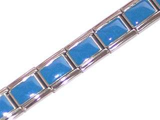 Italian Charms & Bracelets - 9mm Starter Bracelet with LIGHT BLUE GLITTER - 18 Links