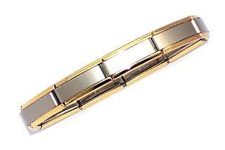 Italian Charms - 9mm SUPER LINK Starter Bracelet - 10 Links - Matte Two Tone - Perfect for Engraving