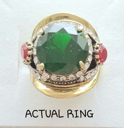 Stunner!! Large Victorian Era Style, Antique Ring - #8 - All stones are Simulated - ROUND