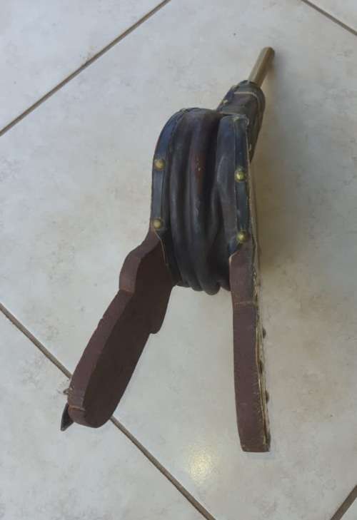 Vintage Brass, Leather and Wood Fireplace Bellows - Working