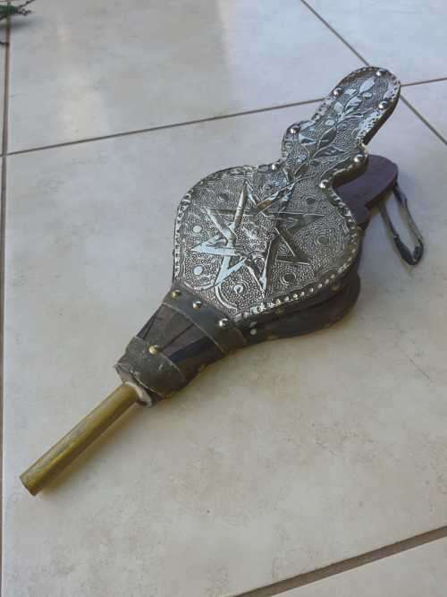 Vintage Brass, Leather and Wood Fireplace Bellows - Working
